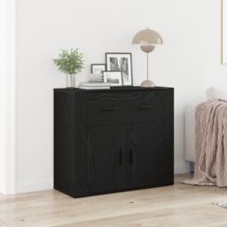 Berkfield Home Sideboard Black Oak 80x33x70 cm Engineered Wood - Size: 80 x 33 x 70 cm - thumbnail 1