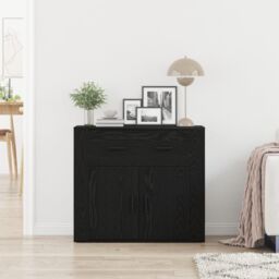 Berkfield Home Sideboard Black Oak 80x33x70 cm Engineered Wood - Size: 80 x 33 x 70 cm - thumbnail 4