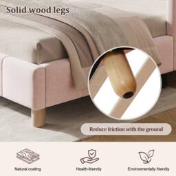 Matteo Pink Velvet Upholstered Single Bed with Safety Rail for Children - thumbnail 9