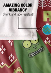 Warner Brothers Rick & Morty Blanket, 152x127 cm Merry Pickle Rickmas Ugly Christmas Sweater Silky Touch Super Soft Throw Blanket in White - thumbnail 4