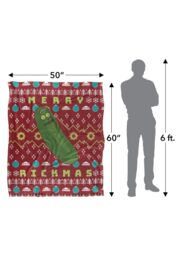 Warner Brothers Rick & Morty Blanket, 152x127 cm Merry Pickle Rickmas Ugly Christmas Sweater Silky Touch Super Soft Throw Blanket in White - thumbnail 5