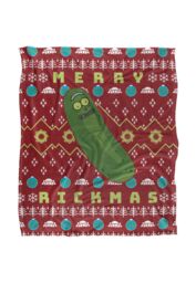 Warner Brothers Rick & Morty Blanket, 152x127 cm Merry Pickle Rickmas Ugly Christmas Sweater Silky Touch Super Soft Throw Blanket in White - thumbnail 1