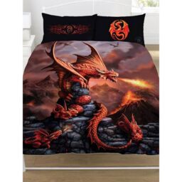 Anne Stokes Fire Dragon Duvet Cover Set in Burnt Orange - Size: Single
