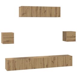 Berkfield Home TV Cabinet Set Wall-mounted Other with Storage with Door 7 pcs Artisan oak 80 x 30 x 30 cm in Brown - thumbnail 2