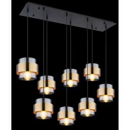 Netlighting Milley Cluster Pendant Ceiling Light Matt Black Glass Shade 8x E27 in Gold - thumbnail 5