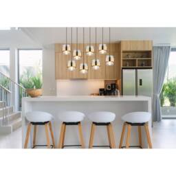 Netlighting Milley Cluster Pendant Ceiling Light Matt Black Glass Shade 8x E27 in Gold - thumbnail 6