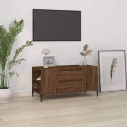 Berkfield Home TV Cabinet Brown Oak 102x44.5x50 cm Engineered Wood - thumbnail 2