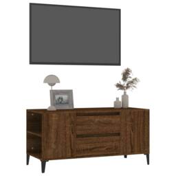 Berkfield Home TV Cabinet Brown Oak 102x44.5x50 cm Engineered Wood - thumbnail 4