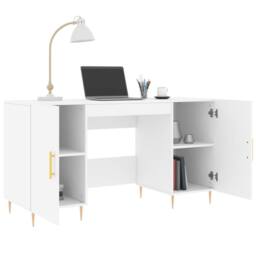 Berkfield Home Desk White 140x50x75 cm Engineered Wood - Size: 140 x 50 x 75 cm - thumbnail 4