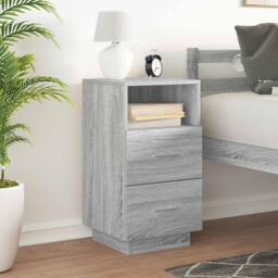 Berkfield Home Durable Bedside Cabinet with 2 Drawers Grey Sonoma 36x36x68 cm - Size: 36 x 36 x 68 cm - thumbnail 1
