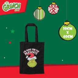VFM e-Store Grinch Christmas Tote Bag Festive Gift 30cm x 40cm Black X 1 - Size: 30 cm x 40 cm - thumbnail 2