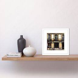 Artery8 Vintage Building Facade With Balconies in Madrid Spanish City Painting Square Wooden Framed Wall Art Print Picture 8X8 Inch in White - thumbnail 2