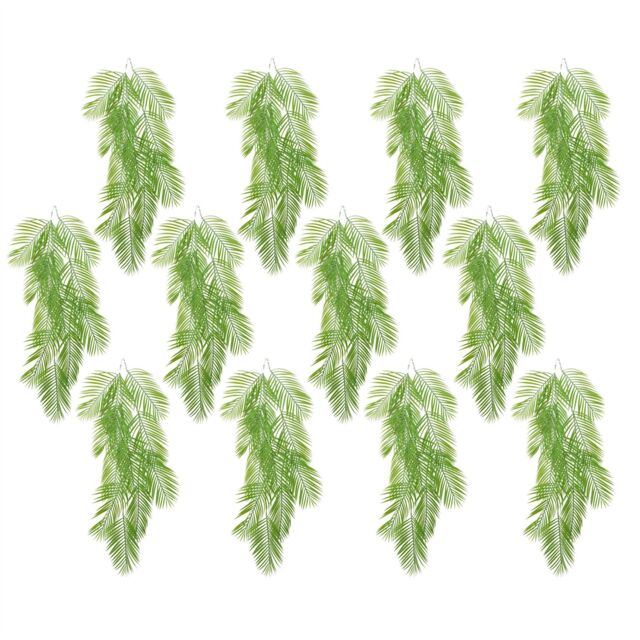 Leaf Pack of 12 x 120cm Artificial Hanging Palm Plant in Green - Size: 12 x 120 cm - image 1