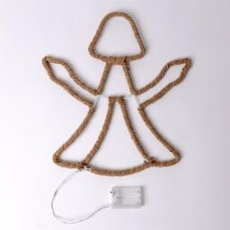 Shatchi Christmas LED Lights Decorations Angel Silhouette Hemp Rope Lights Home Wall Room Hanging Décor Battery Operated in Yellow - thumbnail 4