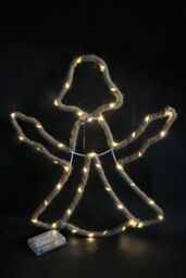 Shatchi Christmas LED Lights Decorations Angel Silhouette Hemp Rope Lights Home Wall Room Hanging Décor Battery Operated in Yellow - thumbnail 2