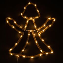 Shatchi Christmas LED Lights Decorations Angel Silhouette Hemp Rope Lights Home Wall Room Hanging Décor Battery Operated in Yellow - thumbnail 1
