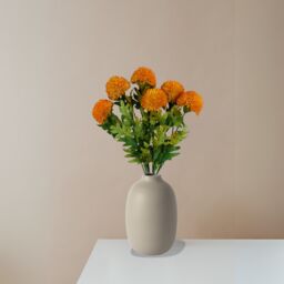 Pegdev Pack of 6 70cm Artificial Yellow Ball Dahlia Stems with Leaves - thumbnail 3