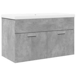 Berkfield Home Bathroom Sink Cabinet with Built-in Basin Concrete Grey - thumbnail 1