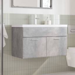 Berkfield Home Bathroom Sink Cabinet with Built-in Basin Concrete Grey - thumbnail 3