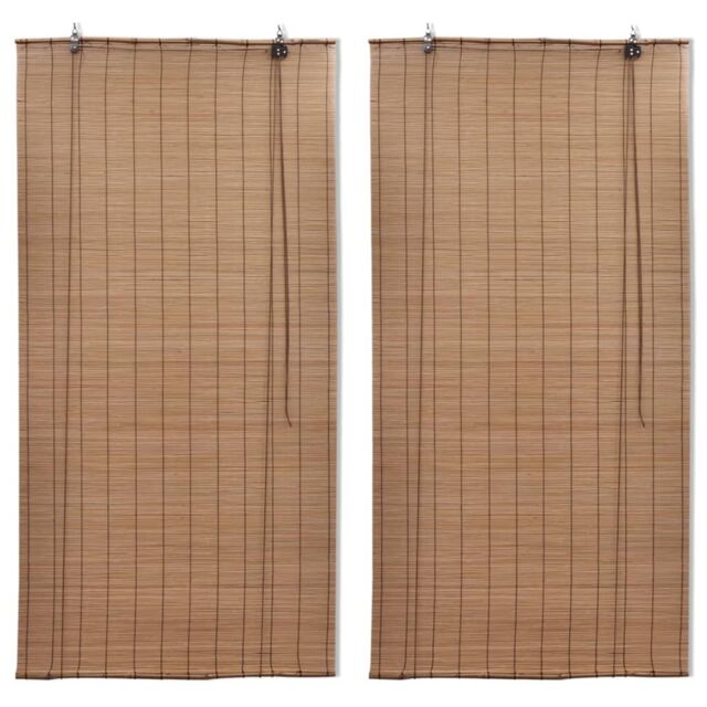 Berkfield Home Bamboo Roller Blinds 2 pcs Brown 120 x 220 cm - image 1