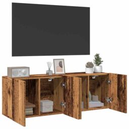 Berkfield Home TV Cabinets Wall-mounted 2 pcs Old Wood 60x30x41 cm in Brown - Size: 60 x 30 x 41 cm - thumbnail 4