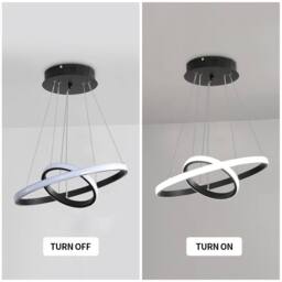 Pheashine Sleek Double Circle Pendant Chandelier 20+40cm Black 32W 6500K - thumbnail 3