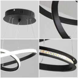 Pheashine Sleek Double Circle Pendant Chandelier 20+40cm Black 32W 6500K - thumbnail 4