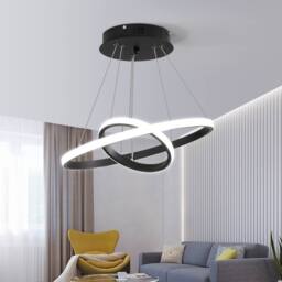 Pheashine Sleek Double Circle Pendant Chandelier 20+40cm Black 32W 6500K - thumbnail 1