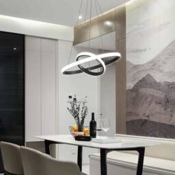 Pheashine Sleek Double Circle Pendant Chandelier 20+40cm Black 32W 6500K - thumbnail 7