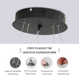 Pheashine Sleek Double Circle Pendant Chandelier 20+40cm Black 32W 6500K - thumbnail 5