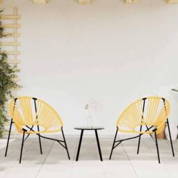Berkfield Home Beautiful Garden Chair Set 3 pcs Black & Yellow Poly Rattan - thumbnail 2