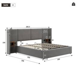 STILVORA 6ft Super King Ottoman Bed with 2 Bedside Tables in Grey - thumbnail 4