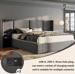 STILVORA 6ft Super King Ottoman Bed with 2 Bedside Tables in Grey - thumbnail 8