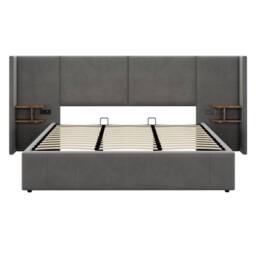 STILVORA 6ft Super King Ottoman Bed with 2 Bedside Tables in Grey - thumbnail 9