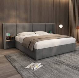 STILVORA 6ft Super King Ottoman Bed with 2 Bedside Tables in Grey - thumbnail 3