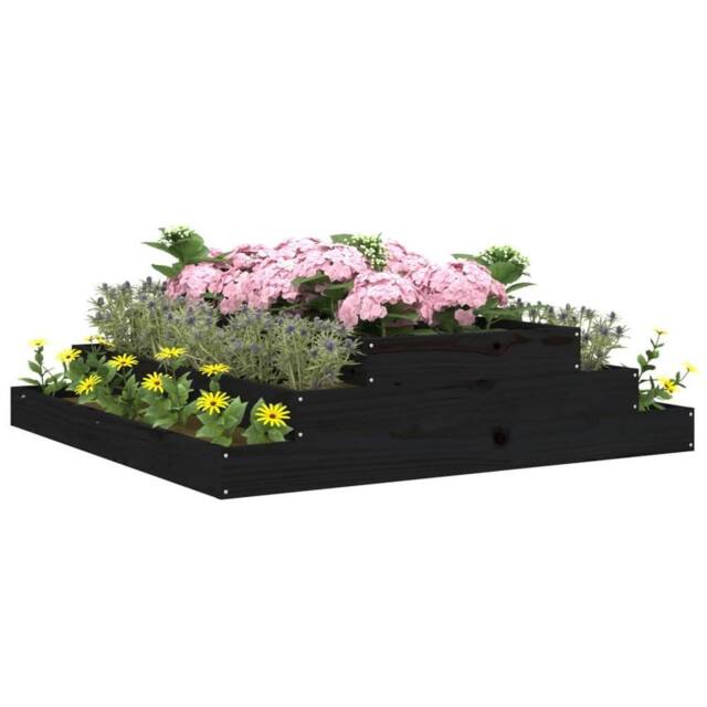 Berkfield Home Planter Black 110x110x27 cm Solid Wood Pine - Size: 110 x 110 x 27 cm - image 1