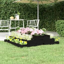 Berkfield Home Planter Black 110x110x27 cm Solid Wood Pine - Size: 110 x 110 x 27 cm - thumbnail 2