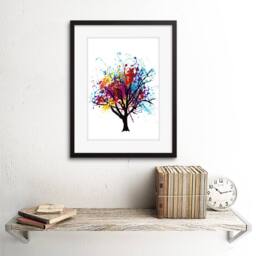"Artery8 Paint Abstract Tree Rainbow Photo Home Decor 12x16"" Framed Art Print - Size: W12"" x H16""" - thumbnail 2