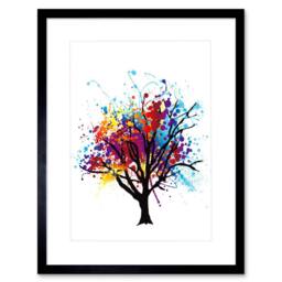"Artery8 Paint Abstract Tree Rainbow Photo Home Decor 12x16"" Framed Art Print - Size: W12"" x H16""" - thumbnail 1
