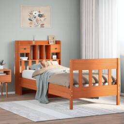Berkfield Home Decorative Bed Frame without Mattress Wax Brown 100x200 cm Solid - thumbnail 2