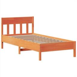 Berkfield Home Decorative Bed Frame without Mattress Wax Brown 100x200 cm Solid - thumbnail 5