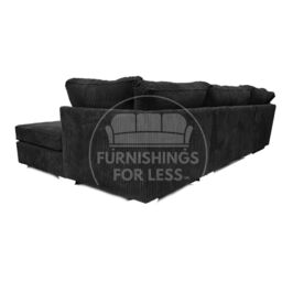 Furnishings For Less UK Bishop U Shaped Soft Fabric Jumbo Cord Detachable 5 Seater Large Sofa in Black - thumbnail 6