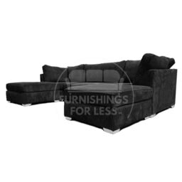 Furnishings For Less UK Bishop U Shaped Soft Fabric Jumbo Cord Detachable 5 Seater Large Sofa in Black - thumbnail 4