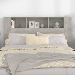 Berkfield Home Headboard Cabinet Concrete Grey 160x18.5x104.5 cm - thumbnail 3