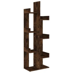 Berkfield Home Book Cabinet 48x25.5x140 cm Smoked Oak Engineered Wood in Brown - thumbnail 2