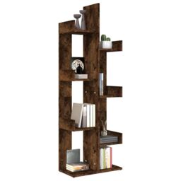 Berkfield Home Book Cabinet 48x25.5x140 cm Smoked Oak Engineered Wood in Brown - thumbnail 5