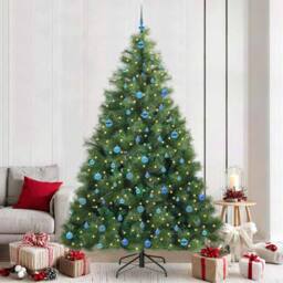 Berkfield Home Artificial Christmas Tree with 300 LEDs Green 240 cm PE & PVC - thumbnail 1