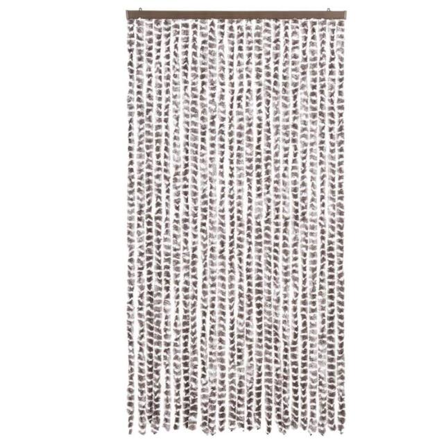 Berkfield Home Soft Fly Curtain Taupe & White 100x230 cm Chenille - image 1
