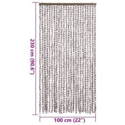 Berkfield Home Soft Fly Curtain Taupe & White 100x230 cm Chenille - thumbnail 7
