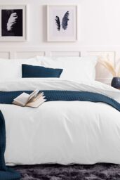 Belledorm Easy Care 200 Thread Count Cotton Polyester Percale Duvet Cover in White - Size: Single - thumbnail 1